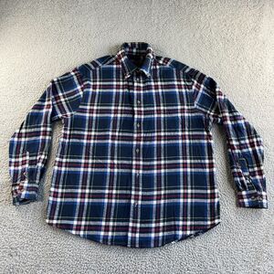 Cactus‎ Shirt Mens Large Blue White Red Plaid Flannel Button Up Work Wear Casual